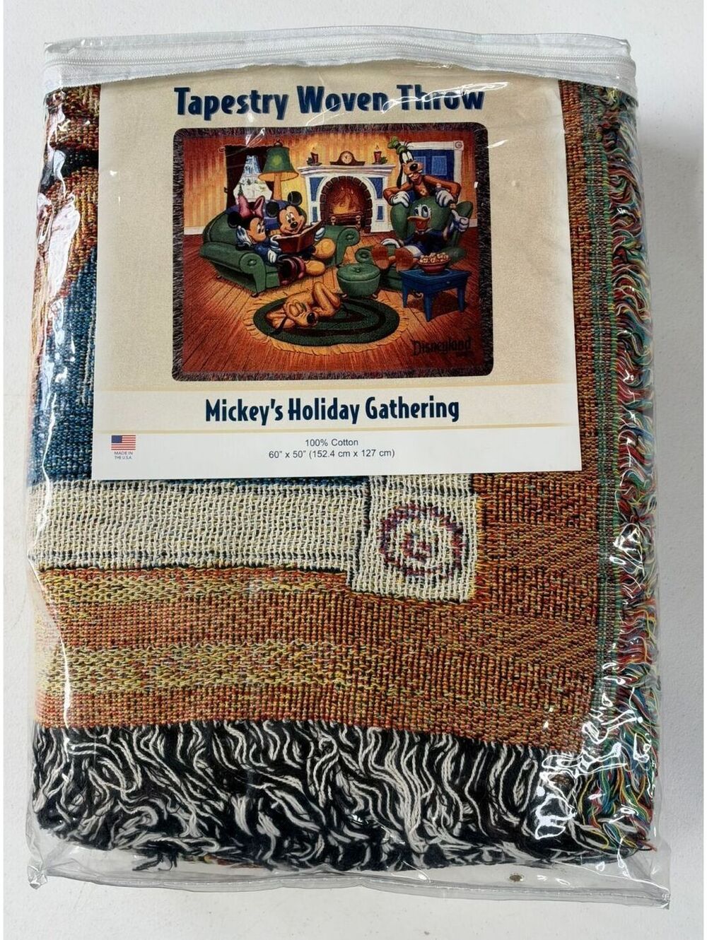 Disney Mickey's Holiday Gathering Tapestry Woven Throw 60x50 Christmas NEW
